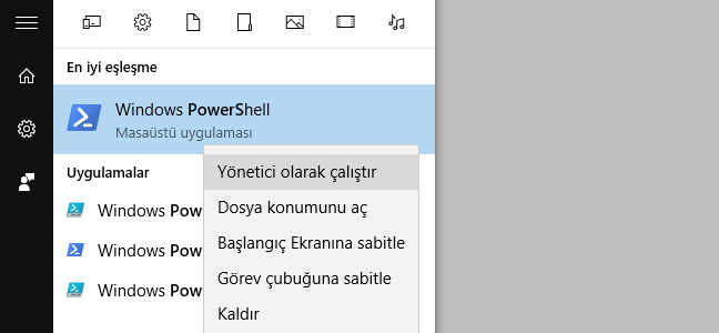 Windows 10 PowerShell çalıştırma